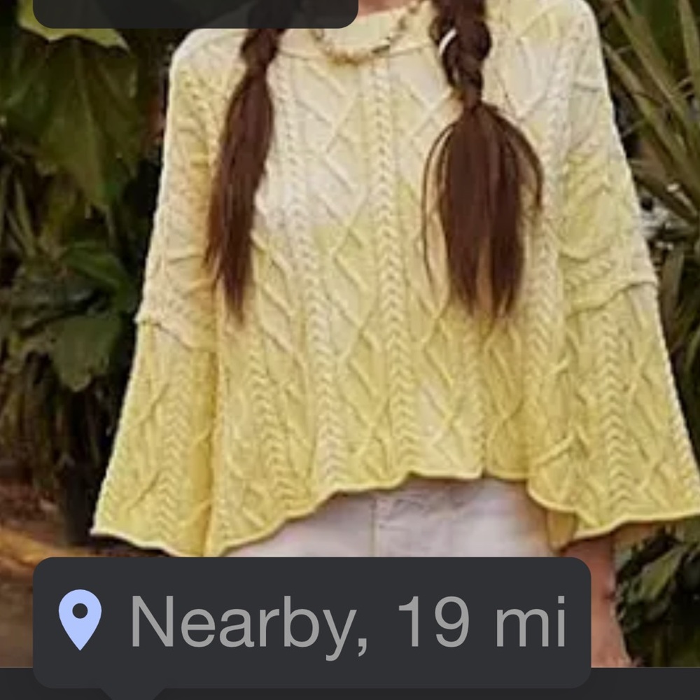 Free People Yellow Cable Knit Shrug